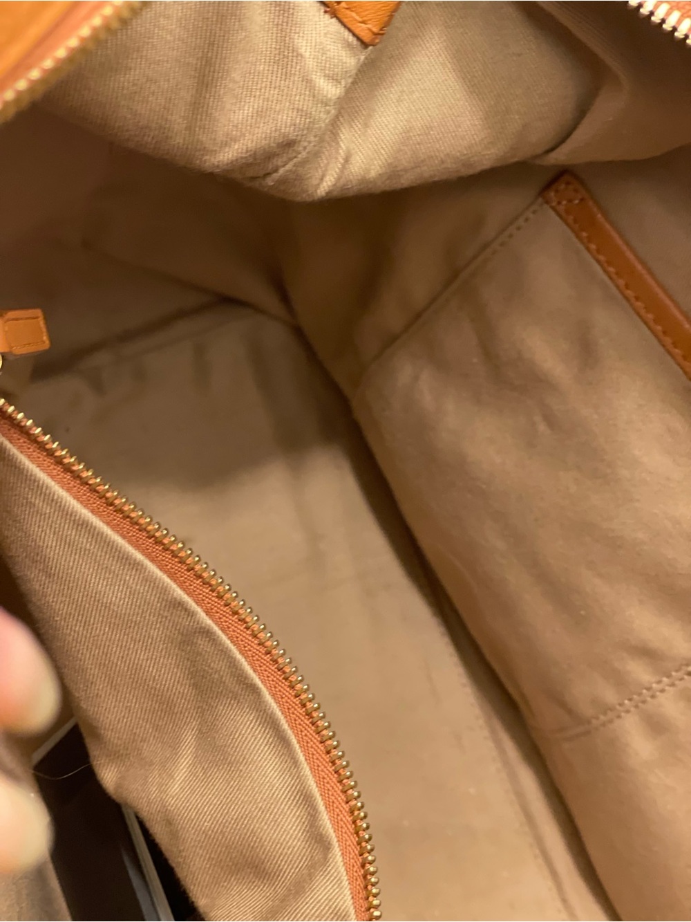 MCM Cognac Embossed Leather Shoulder Bag - Picture 3 of 11